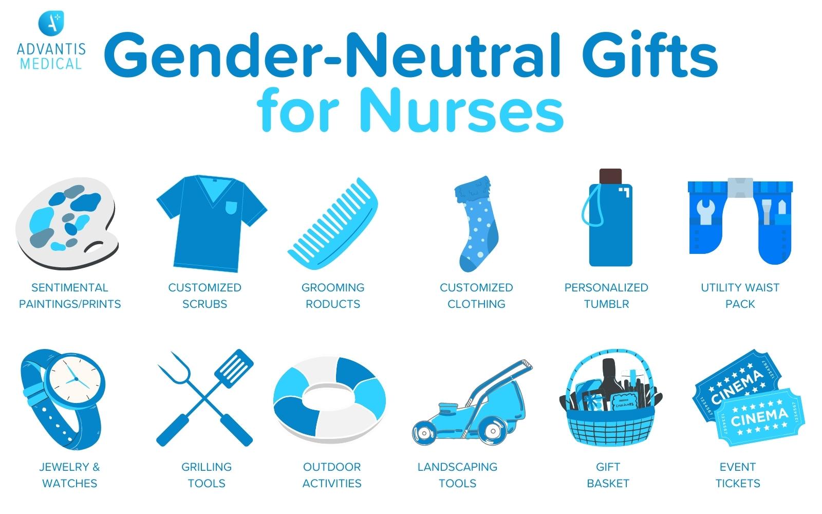 Gender-neutral gifts for nurses and father's day.