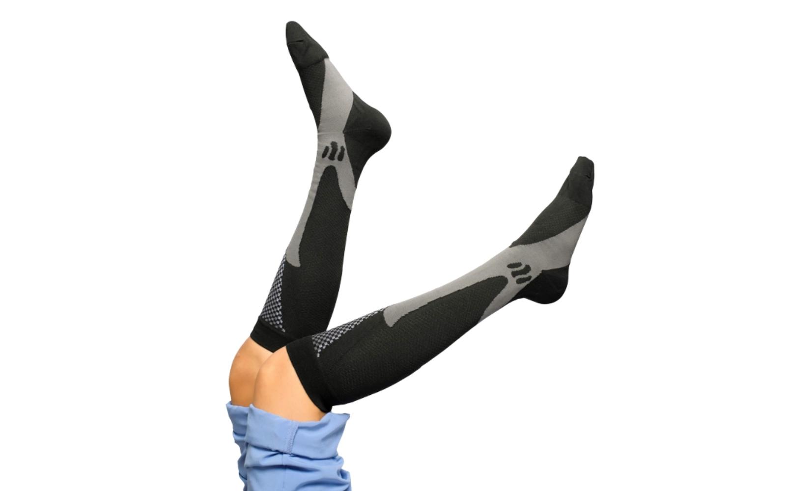 Black Nurse Yard core compression socks.