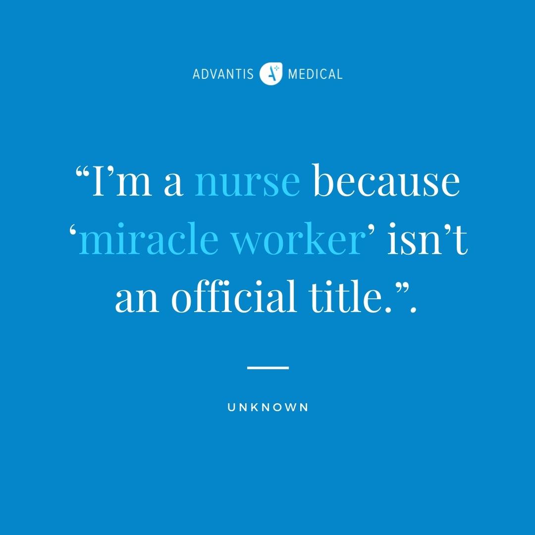 Funny nurse life quote 18 on a blue background with white text.