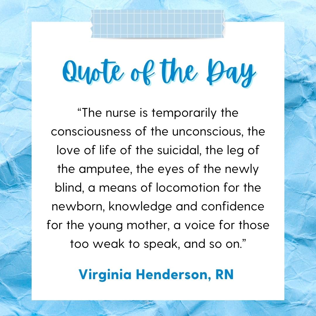 Inspirational nurse quote 41 on a piece of taped paper with a blue crumpled paper background.