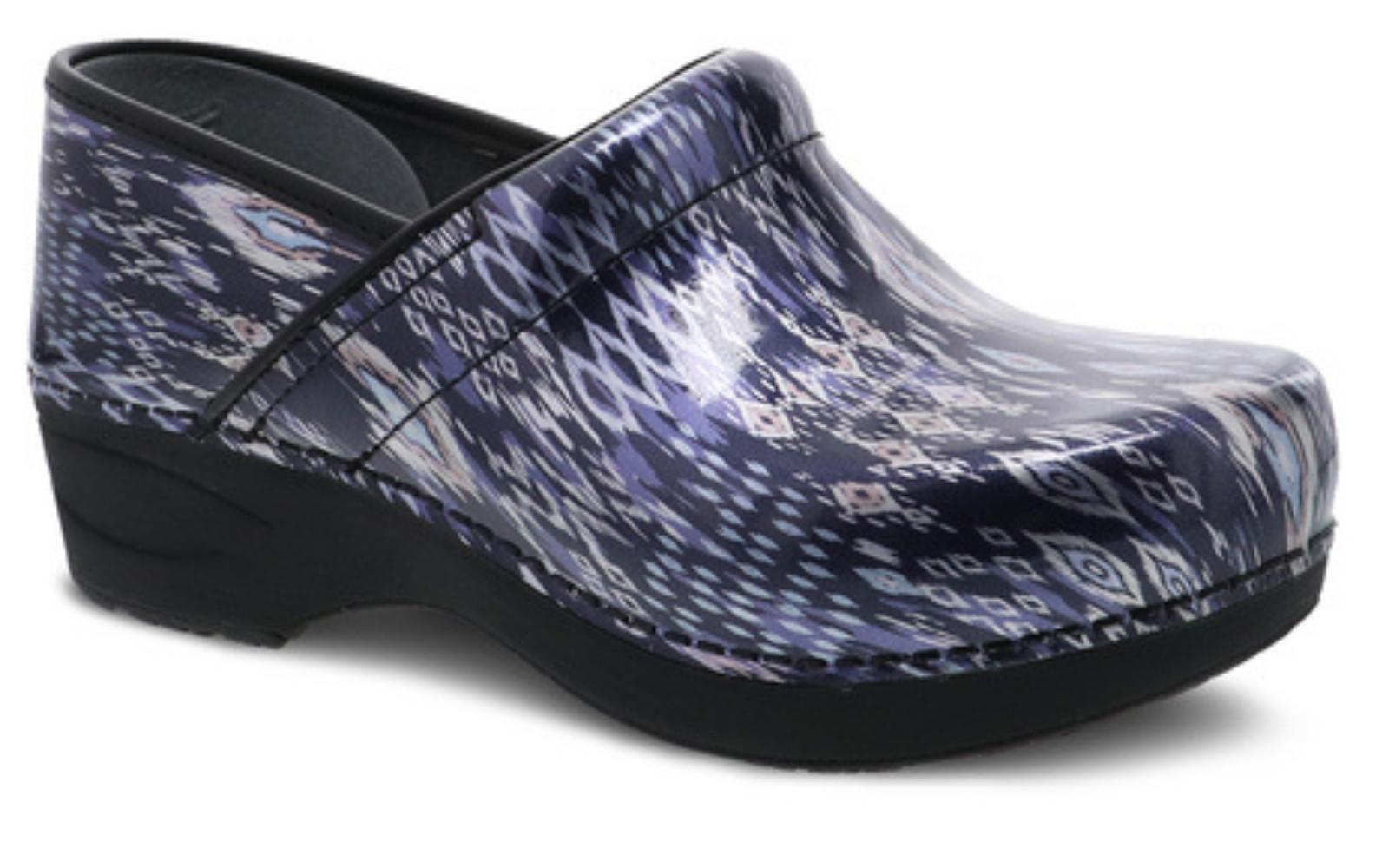 Patterned Dansko best nursing shoe brands.