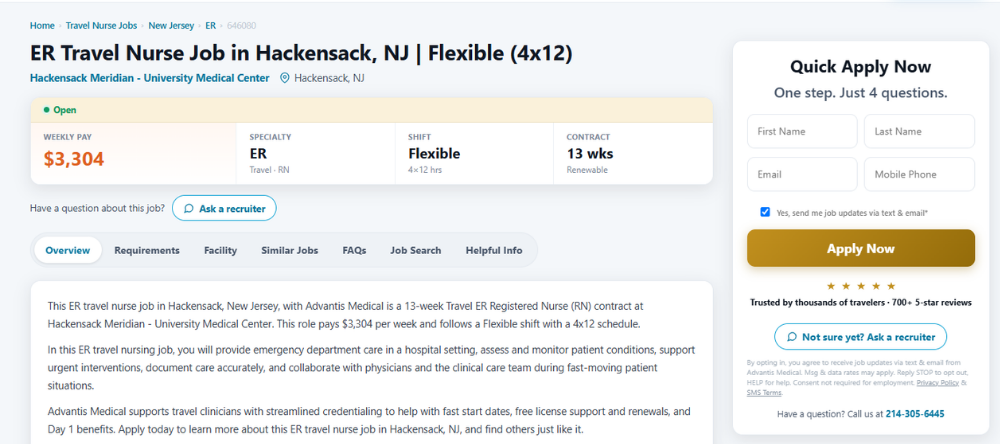 Four-question job-specific Quick Apply form